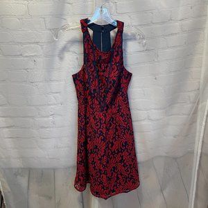 3/15 BCBGeneration Women's Lace Paneled Dress, Navy Red Combo, 6 NWT
